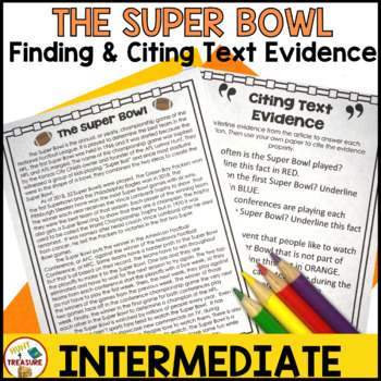 Preview of The Big Game Reading Passage | Finding and Citing Text Evidence