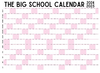 Preview of The Big School Calendar- Full Year 2024-2025 Light Pink