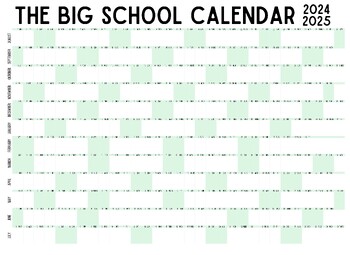Preview of The Big School Calendar- Full Year 2024-2025 Light Green