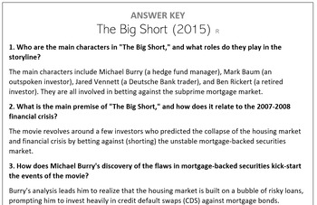 Preview of The Big Short (2015) R - Movie Questions