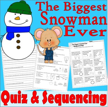 Preview of The Biggest Snowman Ever Winter Reading Quiz Tests & Story Scene Sequencing