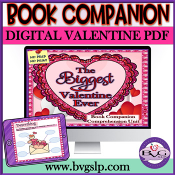 Preview of The Biggest Valentine Ever Language & Literacy Comprehension - Teletherapy