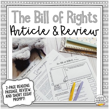 Preview of The Bill of Rights Article & Review - U.S. Constitution Activity for Civics!