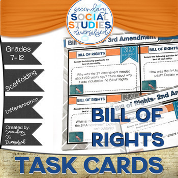Preview of The Bill of Rights Differentiated Task Cards and Notes | Amendments 1-10