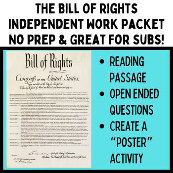 Preview of The Bill of Rights No Prep Independent Work Packet And Activity