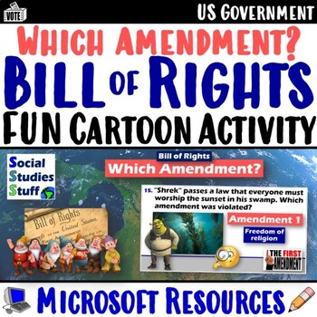 Preview of The Bill of Rights Practice Activity | US Amendments in Cartoons | Microsoft