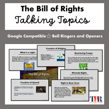 Preview of The Bill of Rights Talking Topics Bell Ringer Journals  (Google Compatible)