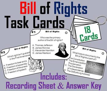 Preview of Bill of Rights Task Cards Activity (US Constitution: Ten Amendments)