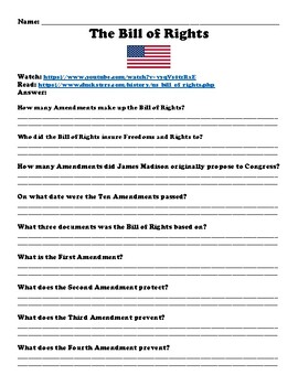 bill of rights assignment 8th grade