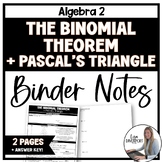 The Binomial Theorem and Pascal's Triangle - Algebra 2 Bin