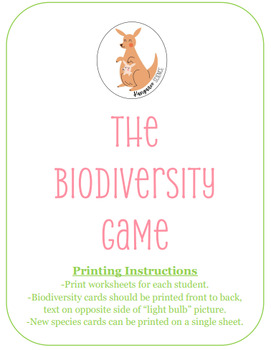Preview of The Biodiversity Game | Human Effects | Environmental Effects | VA LS.8-9