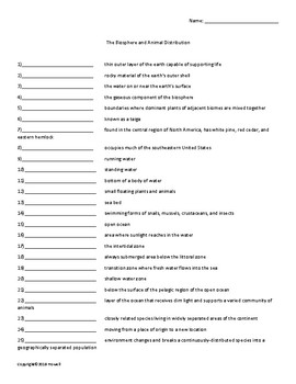 The Biosphere Quiz Worksheets Teaching Resources Tpt