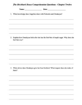 Preview of The Birchbark House: Chapter 12 Comprehension Questions