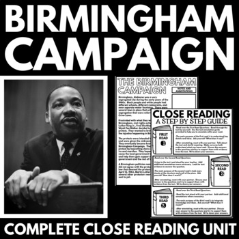 Preview of The Birmingham Campaign Close Reading Activity - Black History Month Activities