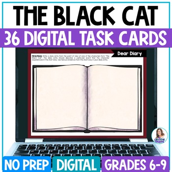 Preview of The Black Cat by Edgar Allan Poe - Digital Short Story Reading Task Cards