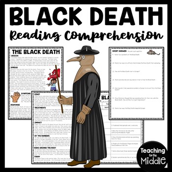 Preview of The Black Death Reading Comprehension Worksheet Middle Ages Bubonic Plague