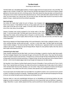 Preview of The Black Death - Reading Comprehension Worksheet / Text