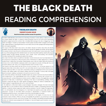 Preview of The Black Death Reading Passage and Questions | Europe Pandemic Middle Ages