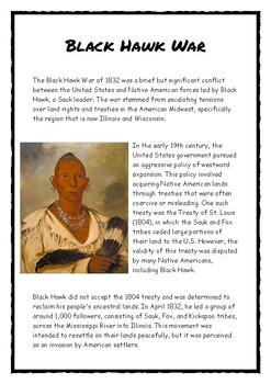 Preview of The Black Hawk War of 1832 Worksheet No Prep Homework