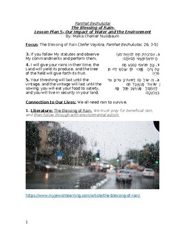 Preview of Parshat Bechukotai- Blessing of Rain- LP 5- Water Pollution & Climate Change
