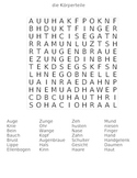 The Body Parts (die Körperteile) German Word Search Puzzle