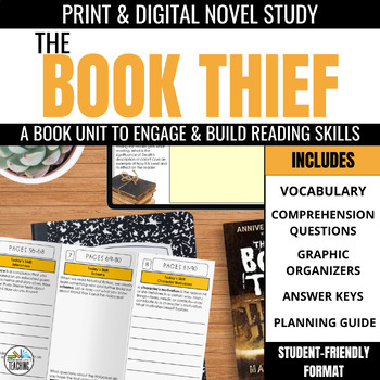 Preview of The Book Thief Novel Study Unit Plan: Comprehension, Figurative Language, & More