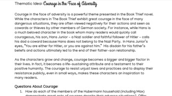 Preview of The Book Thief - Thematic Discussion Questions