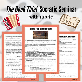 Preview of The Book Thief by Markus Zusak Socratic Seminar - With Rubric
