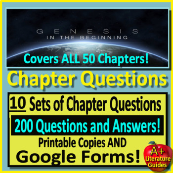 Preview of The Book of Genesis Bible Study Activity - Chapter Questions Print/Self Grading!