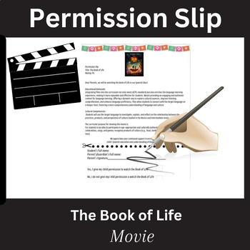 Preview of The Book of Life Movie Permission Slip