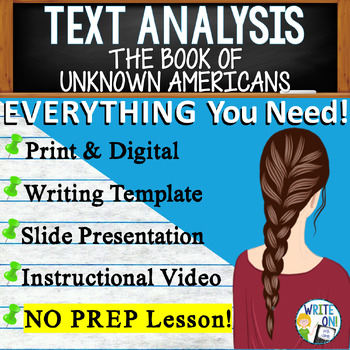 Preview of The Book of Unknown Americans - Text Based Evidence  Text Analysis Essay Writing