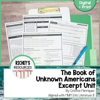 Preview of The Book of Unknown Americans Excerpt Unit Aligned with HMH 8 Digital and Print