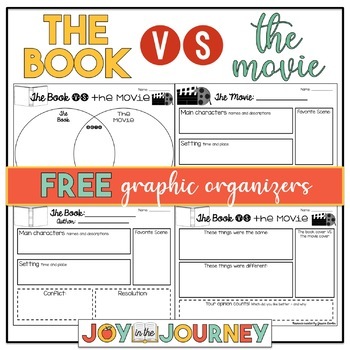 Preview of FREE The Book vs. The Movie Graphic Organizers (Print and Digital)