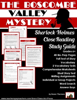 Preview of Sherlock Holmes THE BOSCOMBE VALLEY MYSTERY Close Reading Study Guide