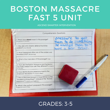 Preview of The Boston Massacre Fast 5 Unit (3rd - 5th)