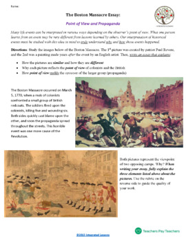 Preview of The Boston Massacre Propaganda Essay - Grades 6-8 (PDFs)