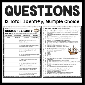 Boston Tea Party Reading Comprehension Worksheet American Revolution