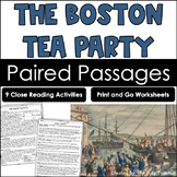 The Boston Tea Party Reading Comprehension Paired Passages