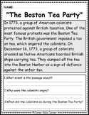 The Boston Tea Party Reading Passages and Questions K-2 | 