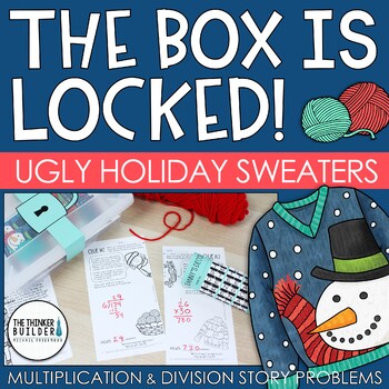Preview of The Box is Locked! Multiplication/Division Challenge Holiday Sweaters, Christmas