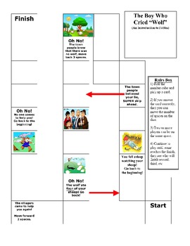 Preview of The Boy Who Cried Wolf- Board Game ( 1st-2nd Grade Comprehension)