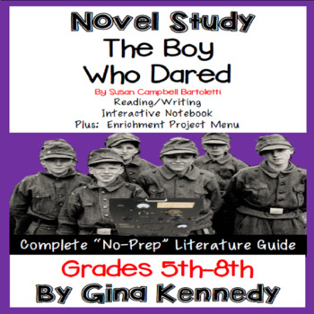 Preview of The Boy Who Dared Novel Study and Project Menu; Plus Digital Option