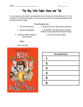 Preview of The Boy Who Failed Show and Tell Ch. By Ch. Book Club Guiding Questions + KEY