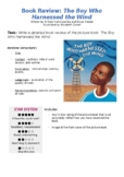 The Boy Who Harnessed the Wind - Book Review Task Sheet & 