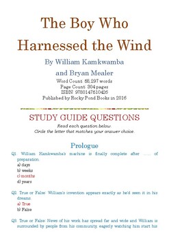 Preview of The Boy Who Harnessed the Wind by William Kamkwamba; Multiple-Choice Quiz w/Ans