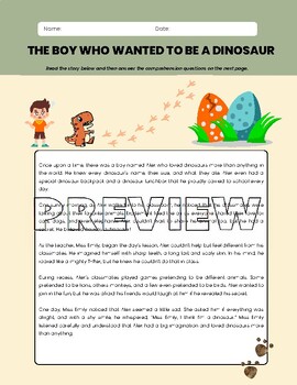 Preview of The Boy Who Wanted to be a Dinosaur