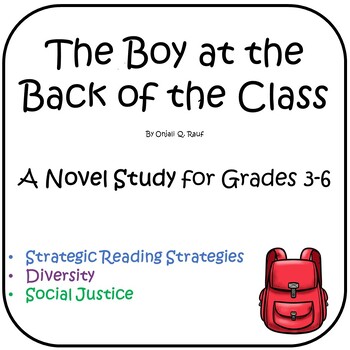 Preview of The Boy at the Back of the Class Novel Study, Comprehension Strategies,  Justice