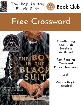 Preview of The Boy in the Black Suit by Jason Reynolds Crossword Puzzles & Word Search FREE