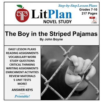 Preview of The Boy in the Striped Pajamas LitPlan Novel Study Unit, Activities, Questions