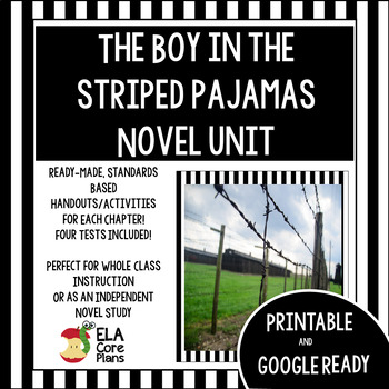 Preview of The Boy in the Striped Pajamas Novel Unit Activities & Tests Printable & Google